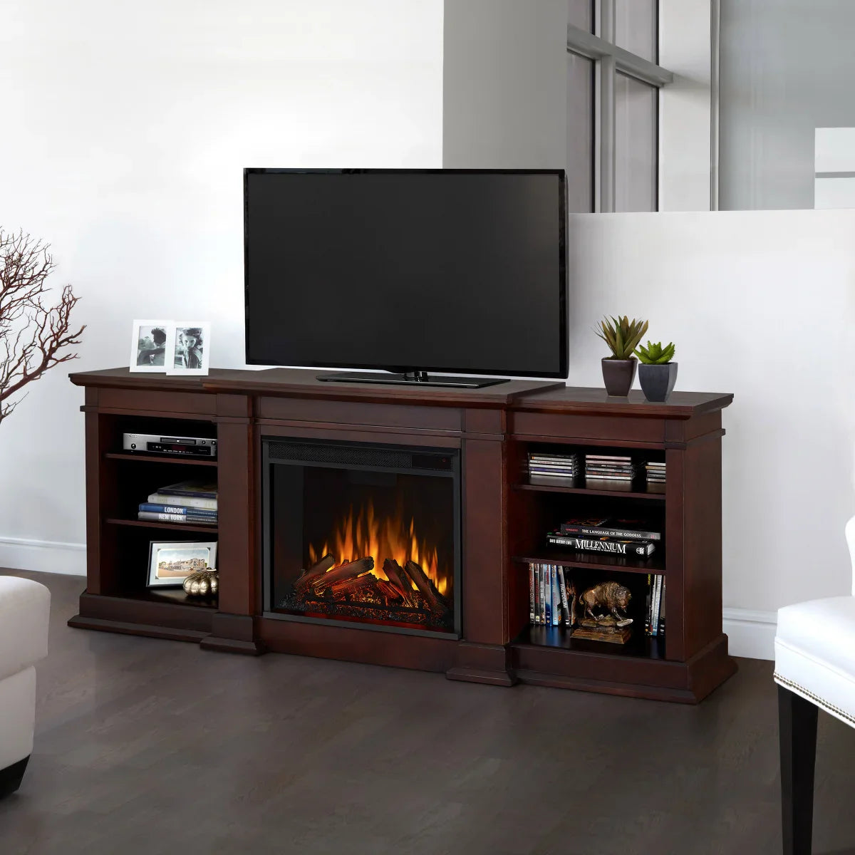 Real Flame Fresno 182.9 cm (72 in.) Media Console Fireplace