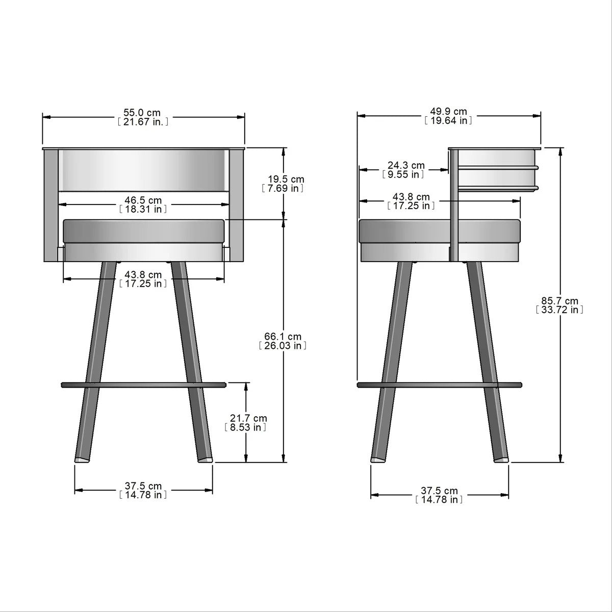 Amisco Browser Brown Frame and Cream Seat Bar or Counter Stool