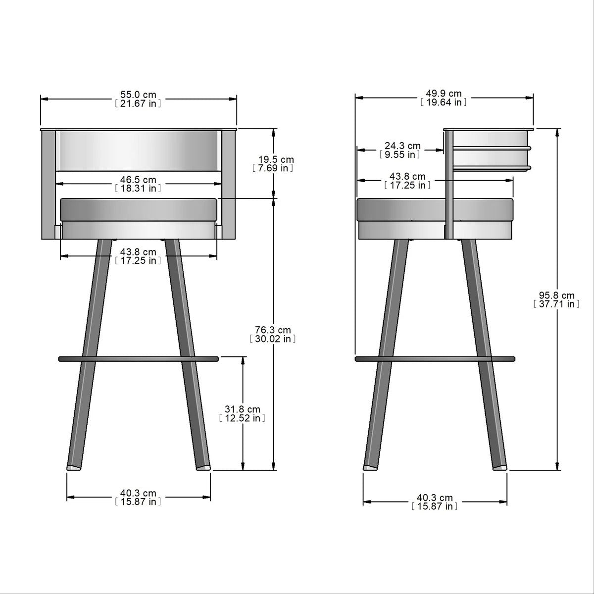 Amisco Browser Brown Frame and Cream Seat Bar or Counter Stool