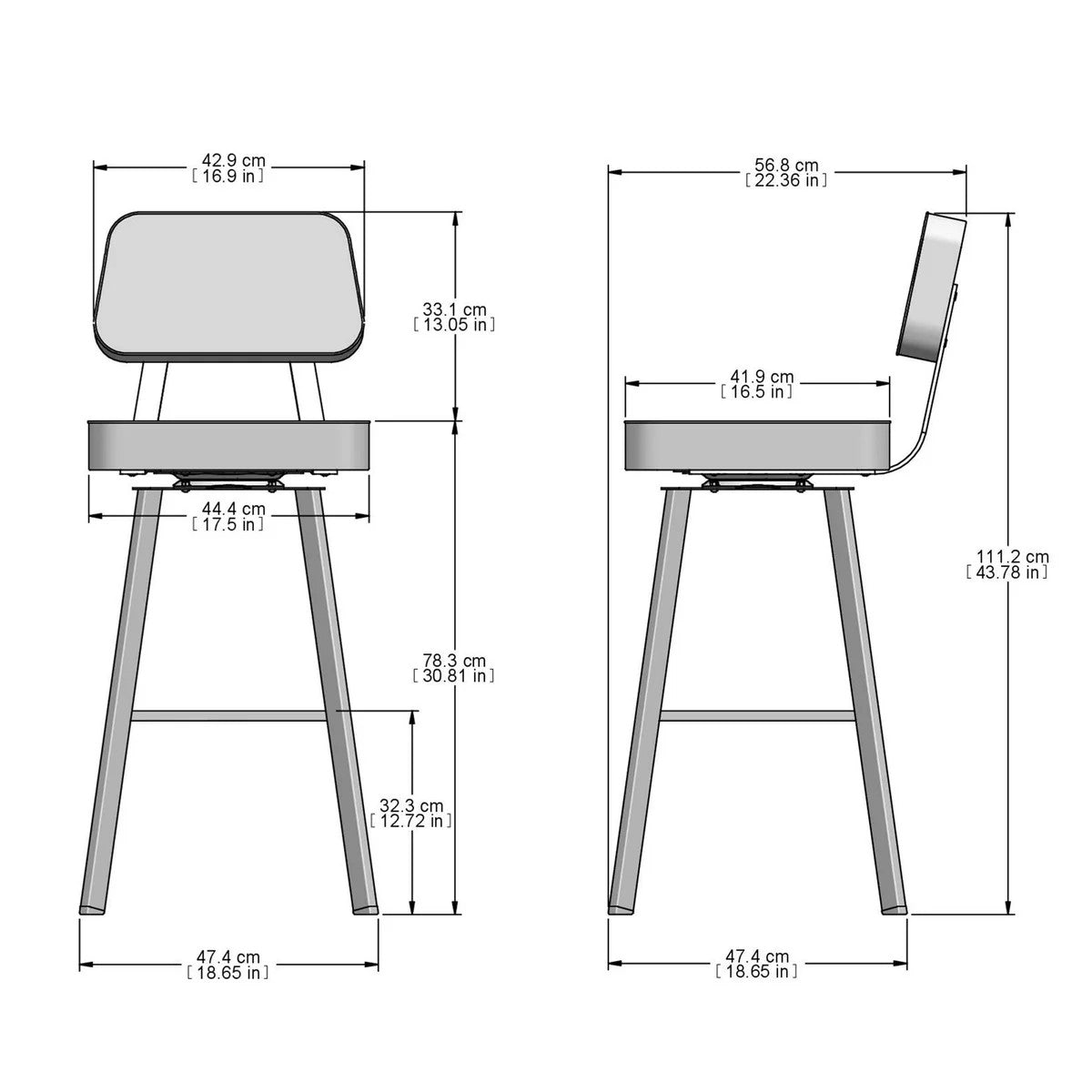 Amisco Clarkson Grey Bar or Counter Stool