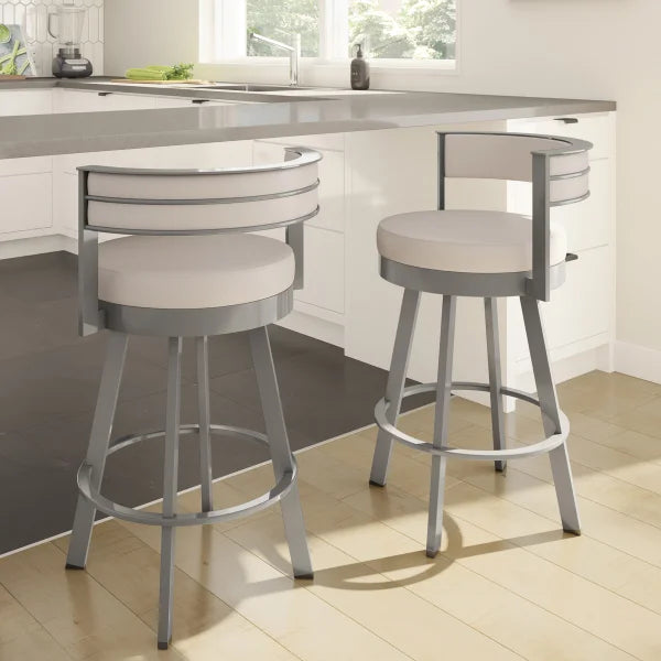 Amisco Browser Grey Frame with Cream Bar or Counter Stool