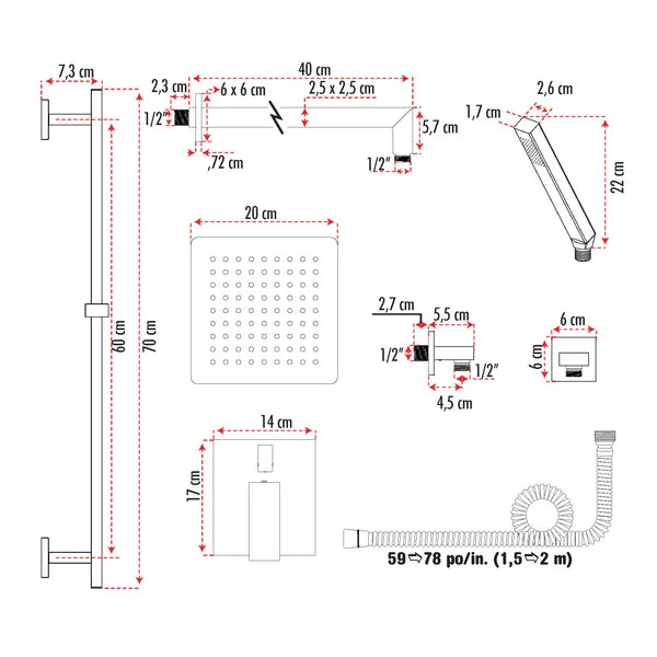 Akuaplus Irene II Pressure Blance Adjustable Shower System