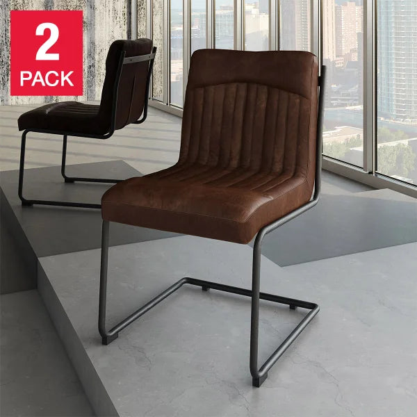 Nella Top Grain Leather Chair, 2-pack