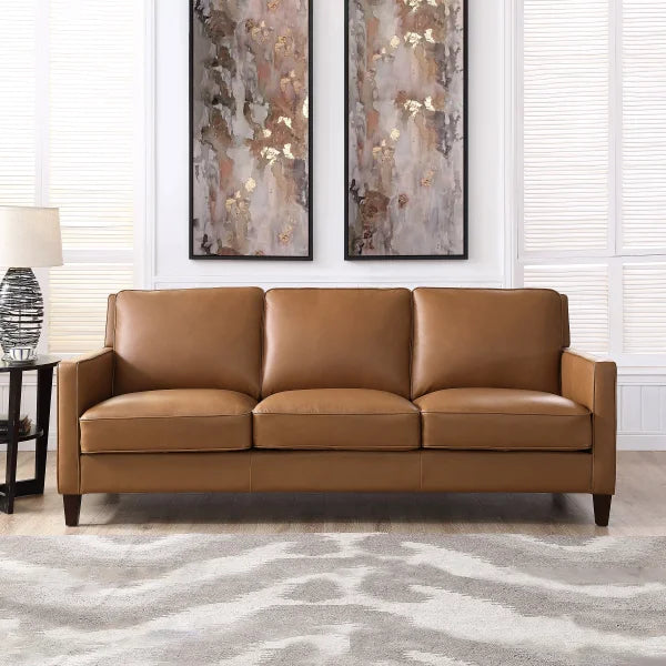 West Park Top Grain Leather Modern Sofa and Chair