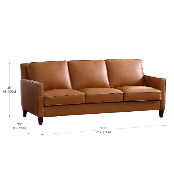 West Park Top Grain Leather Modern Sofa and Chair