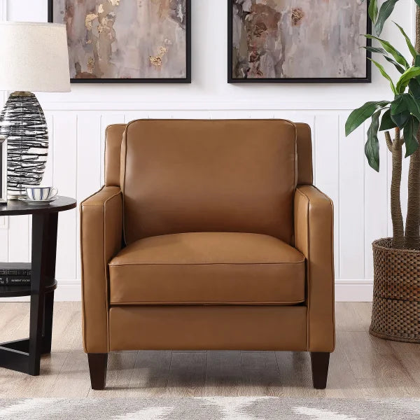 West Park Top Grain Leather Modern Sofa and Chair