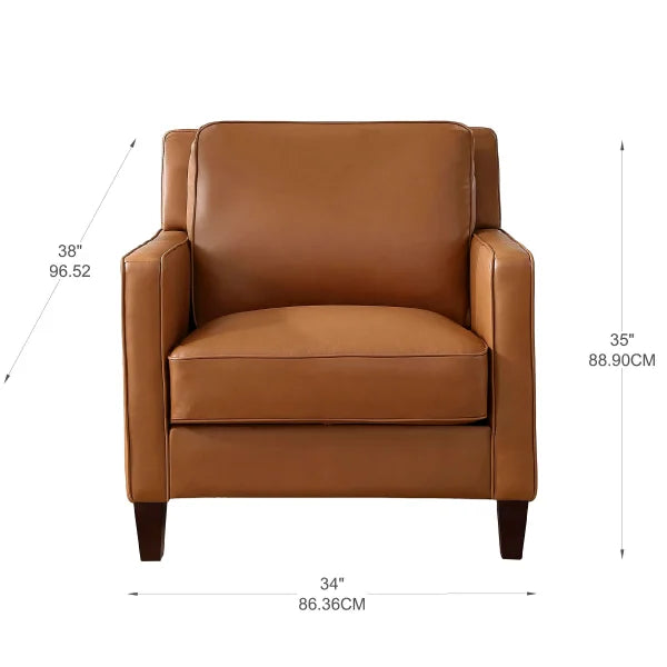 West Park Top Grain Leather Modern Sofa and Chair