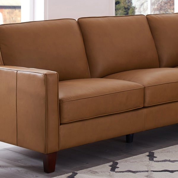 West Park Top Grain Leather Modern Sofa and Chair