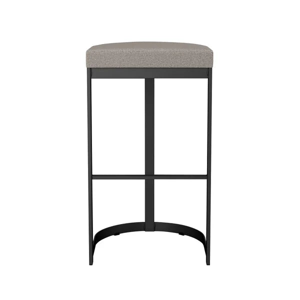 Amisco Lester Black Bar or Counter Stool with Beige Seat