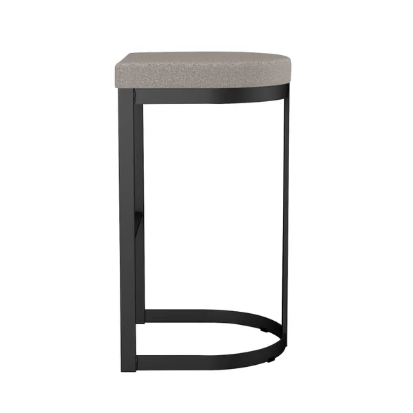 Amisco Lester Black Bar or Counter Stool with Beige Seat