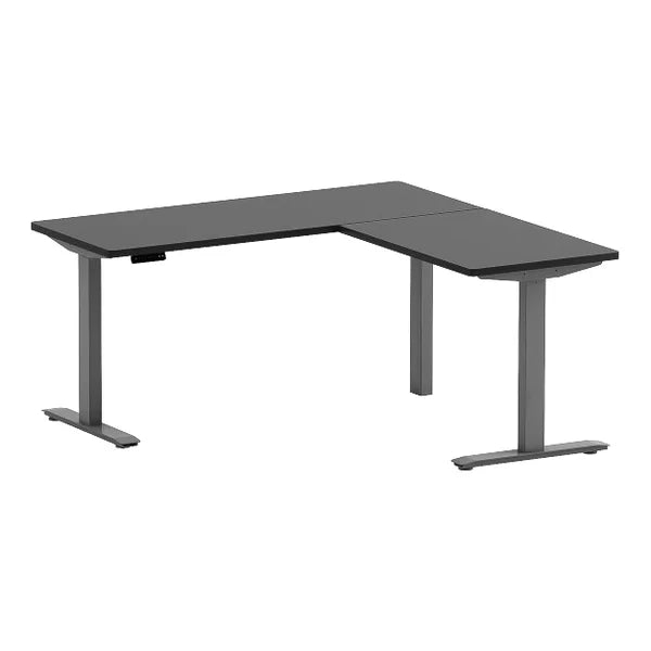 Motionwise Modern L-shape Height Adjustable Desk with 3 Table Columns