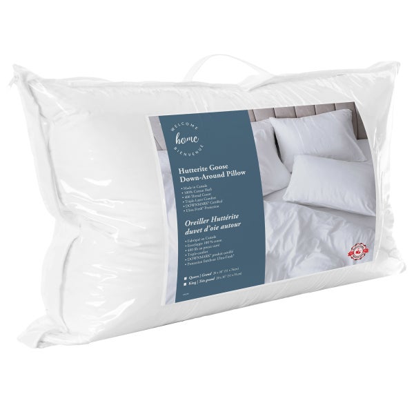 Welcome Home Hutterite White Goose Down Around Pillow