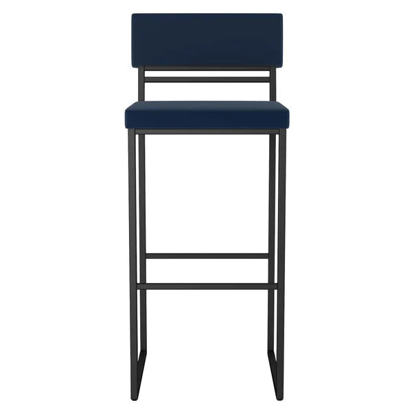 Amisco Everly Modern Counter Stool, Blue Seat and Black Base