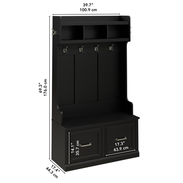 Bush Woodland Hall Tree and Shoe Storage Bench with Doors