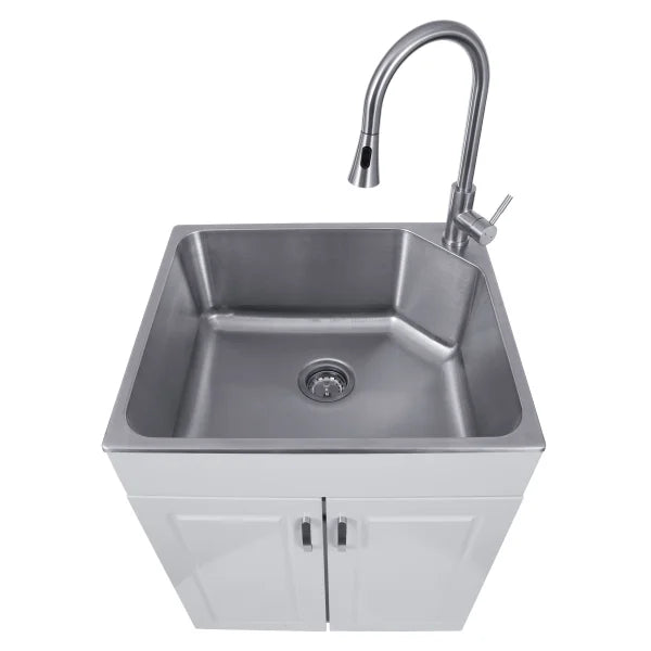 Transform 24.1 in. All-in-one RTA Laundry Cabinet with Stainless Steel Sink and Faucet