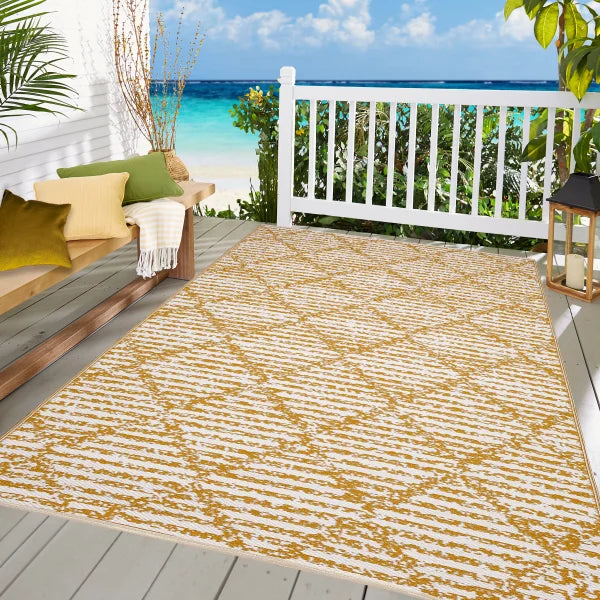 Viana Bahamas Collection Ochre Indoor/Outdoor Reversible Area Rug