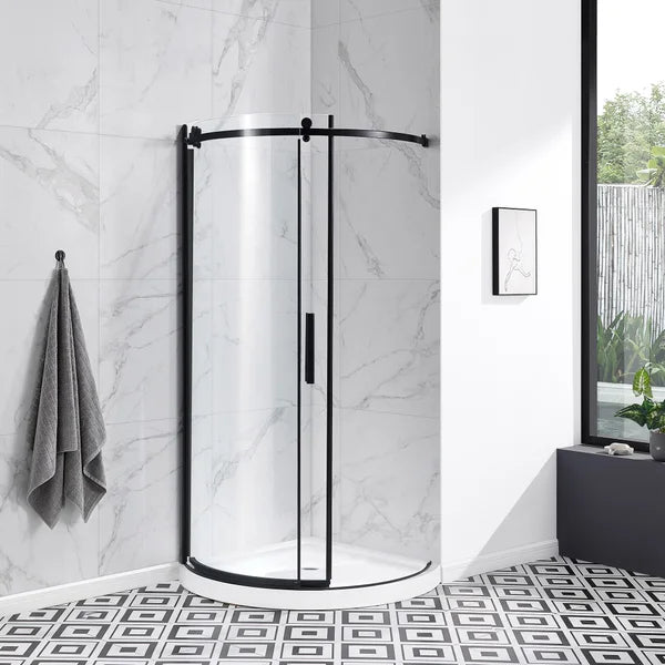 OVE Decors Aria Round Corner Shower Enclosure with Base