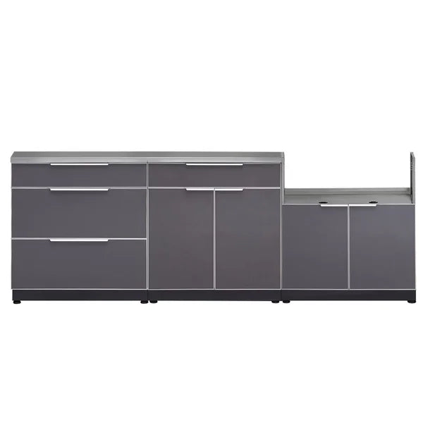 NewAge Products 4-piece Outdoor Kitchen Aluminum Set with 3-drawer Cabinet