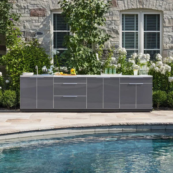NewAge Products 4-piece Outdoor Kitchen Aluminum Set with 3-drawer Cabinet