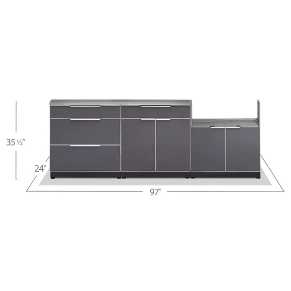 NewAge Products 4-piece Outdoor Kitchen Aluminum Set with 3-drawer Cabinet