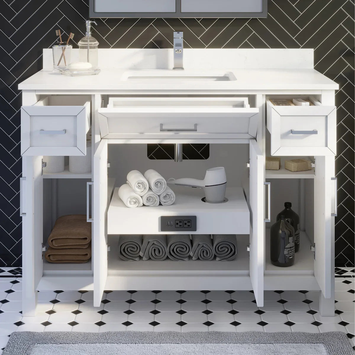 Studio Bathe Thomson Vanity with Power Bar, White