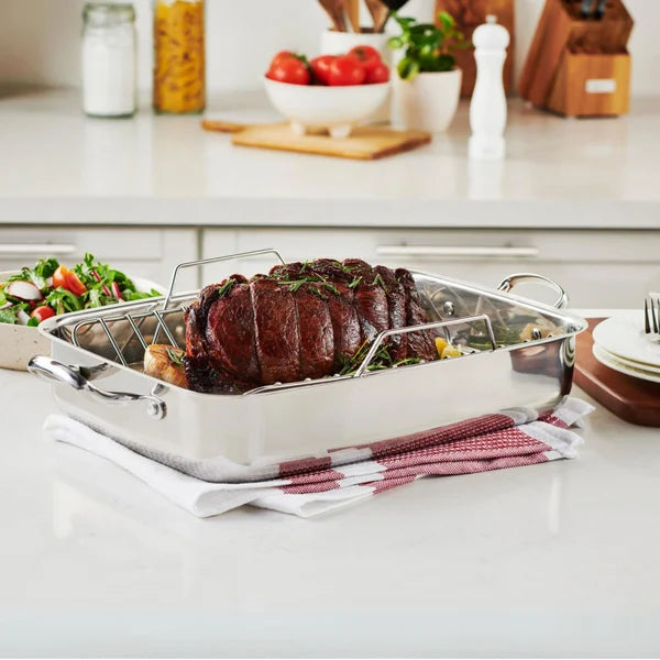 Lagostina 18/10 Stainless-steel Roasting Pan with Rack, 39 cm × 28 cm (15.3 in. × 11 in.)