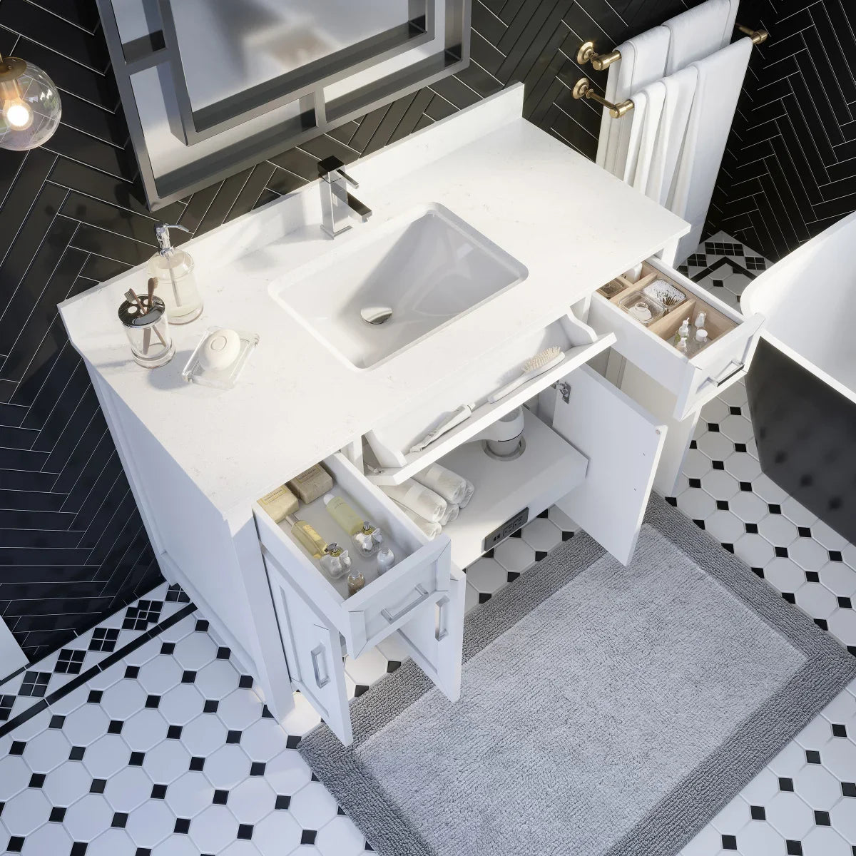 Studio Bathe Thomson Vanity with Power Bar, White