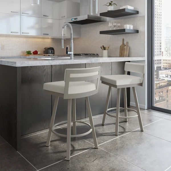 Amisco Travis Grey and Beige Counter Stool