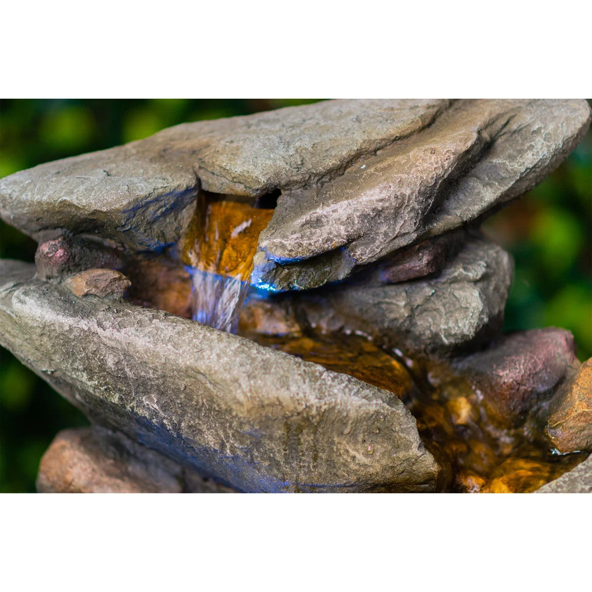 Multi-level Stone-look Fountain with Lights