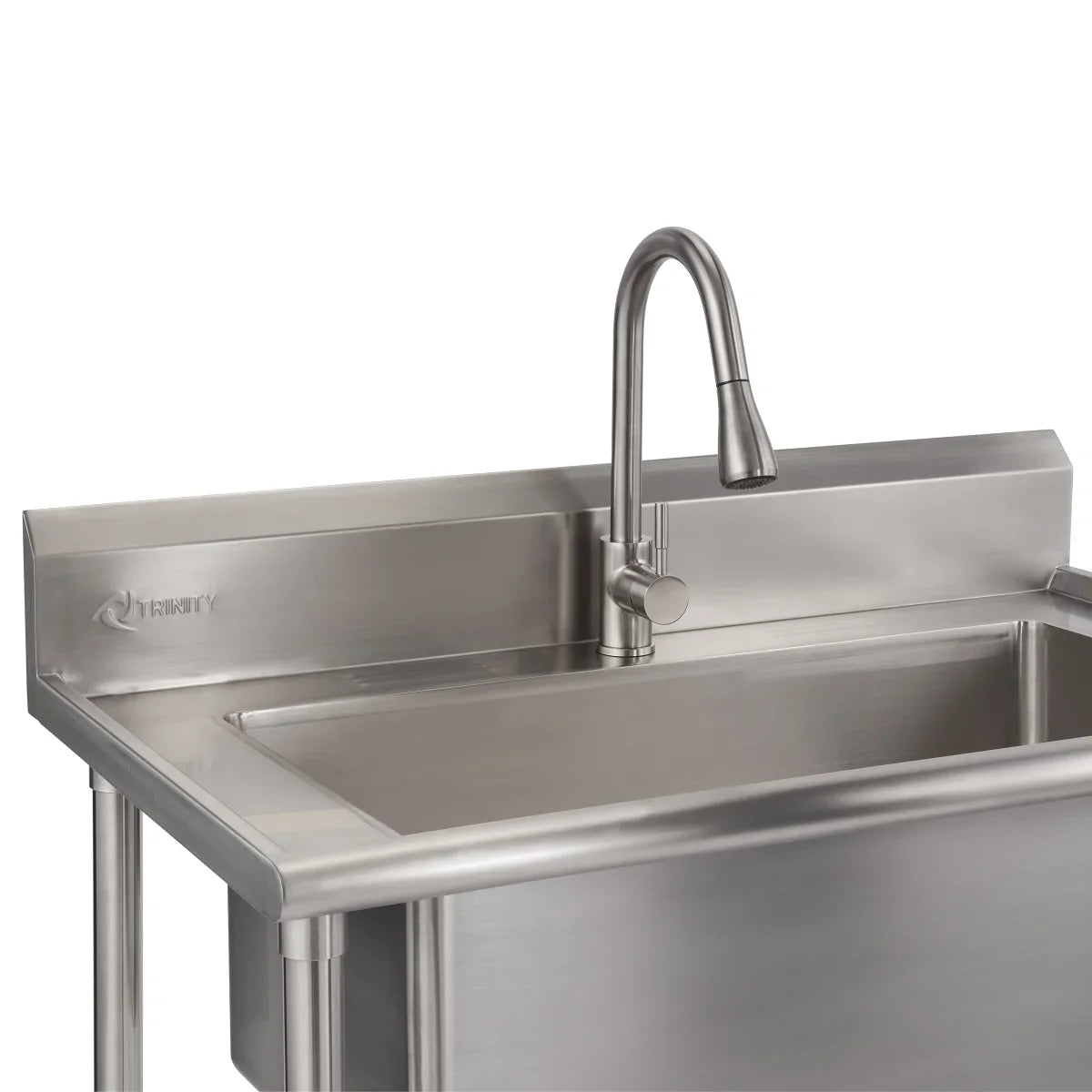 TRINITY 32 in. x 16 in. Stainless-steel Utility Sink with Pullout Faucet