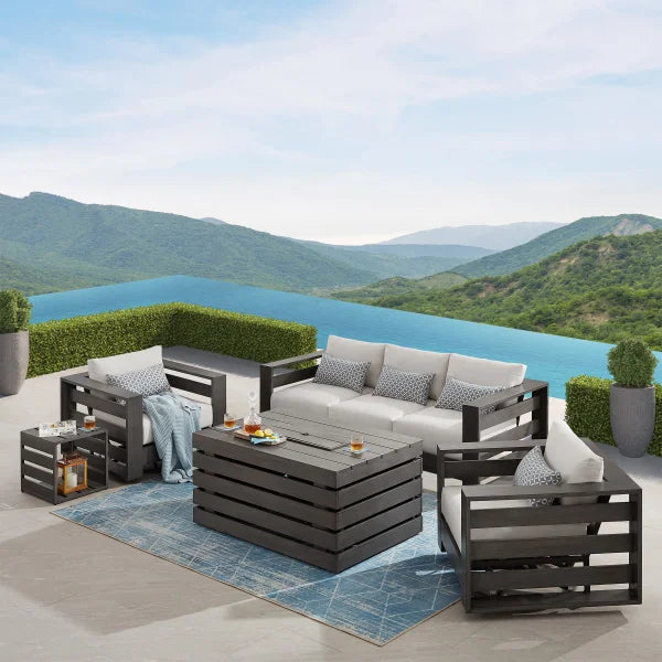 Whitney 5-piece Patio Conversation Set with Fire Table
