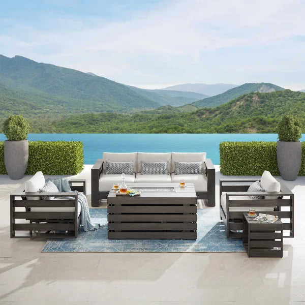 Whitney 5-piece Patio Conversation Set with Fire Table