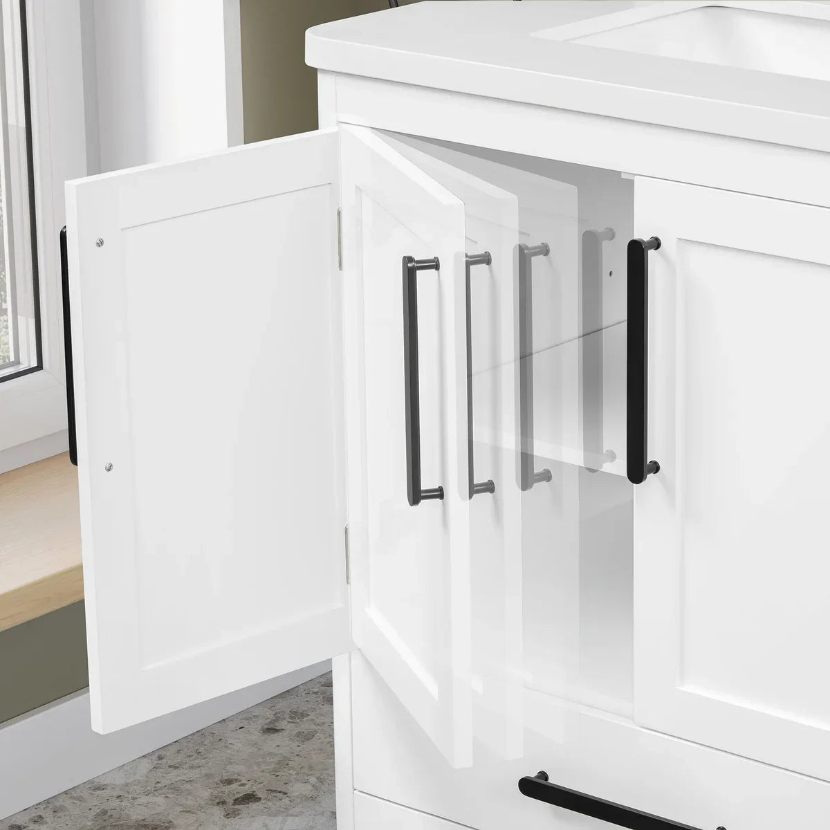 OVE Decors Adrian Vanity with Quartz Top in White