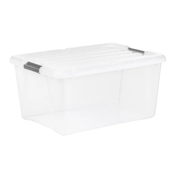 IRIS 45QT Clear Storage Bin with Buckles, 6-pack