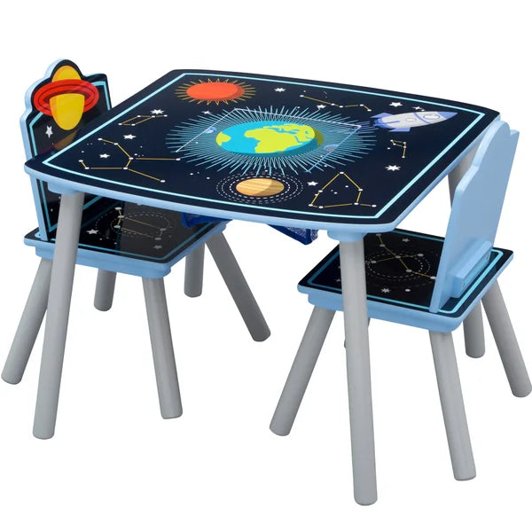 Delta Children Space Adventures Kids Wood Table and Chair Set with Storage