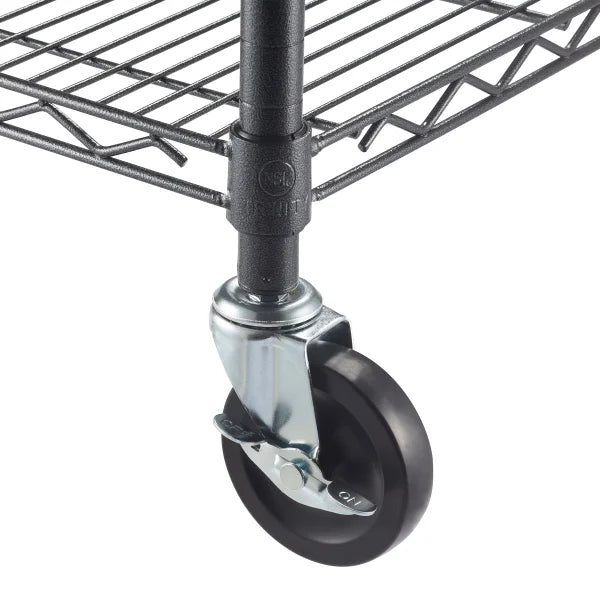 TRINITY Outdoor 5-Tier Black Anthracite Wire Shelving Rack With Wheels, 60" x 24" x 72"