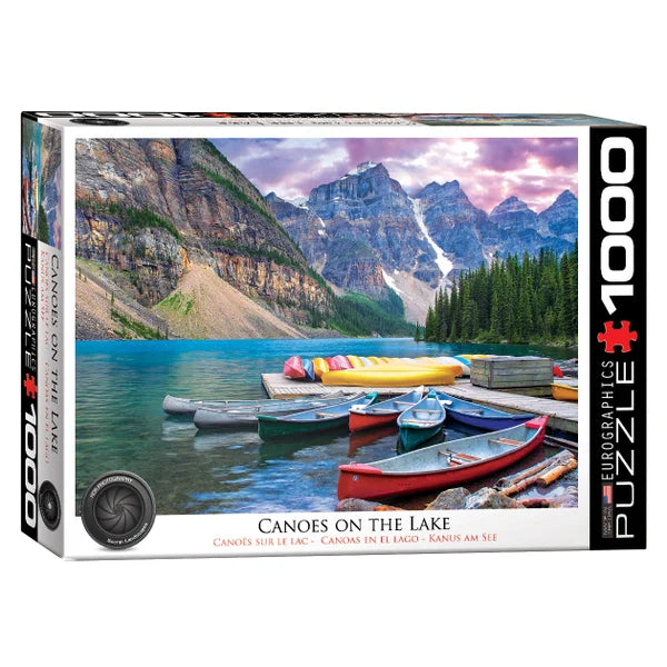 Eurographics 2 PK Puzzle Set HDR Photography Canoes on the Lake and Canada Globetrotter 1000 pc