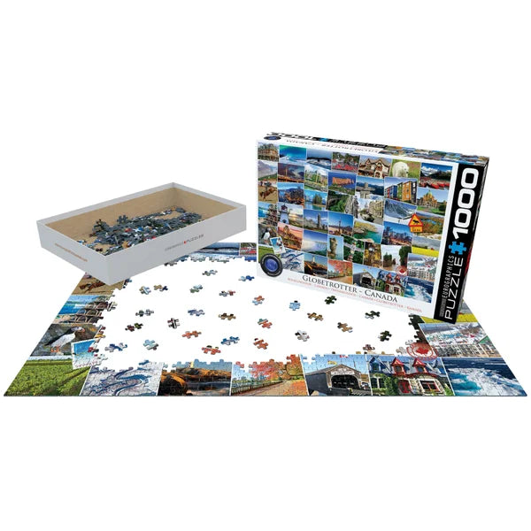 Eurographics 2 PK Puzzle Set HDR Photography Canoes on the Lake and Canada Globetrotter 1000 pc