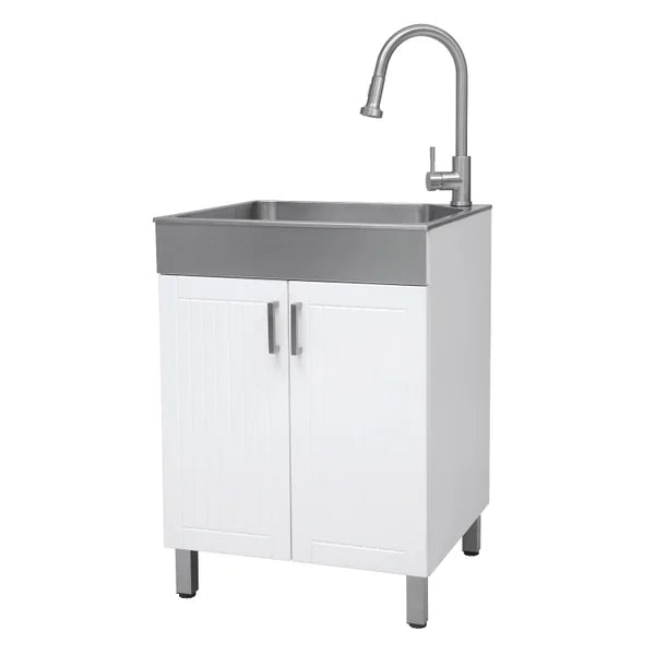 Transform 24.2 in. All-In-One RTA Laundry Cabinet with Stainless Steel Sink and Faucet