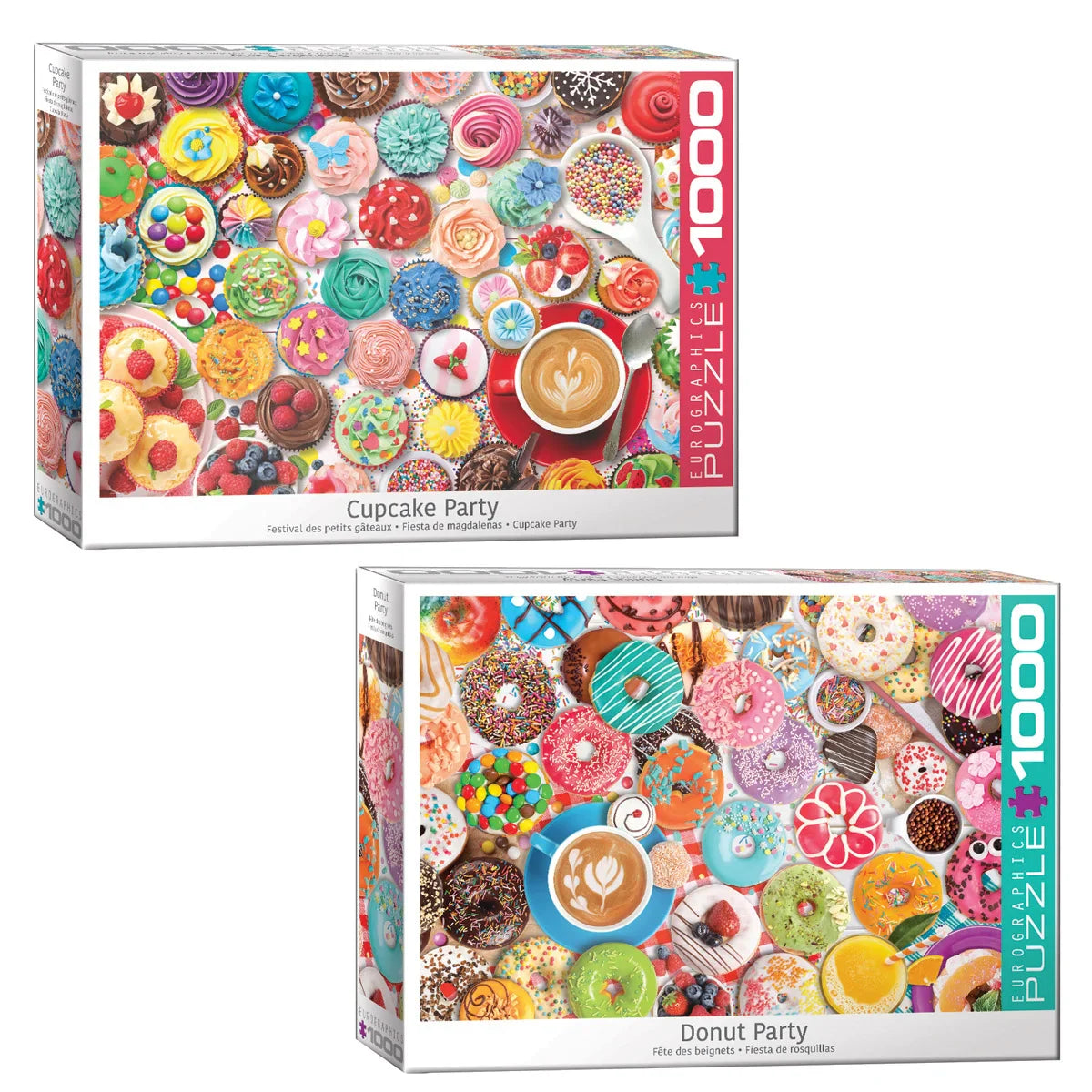 Eurographics 2-pack Puzzle Set- Cupcake Party and Donut Party 1,000-pieces