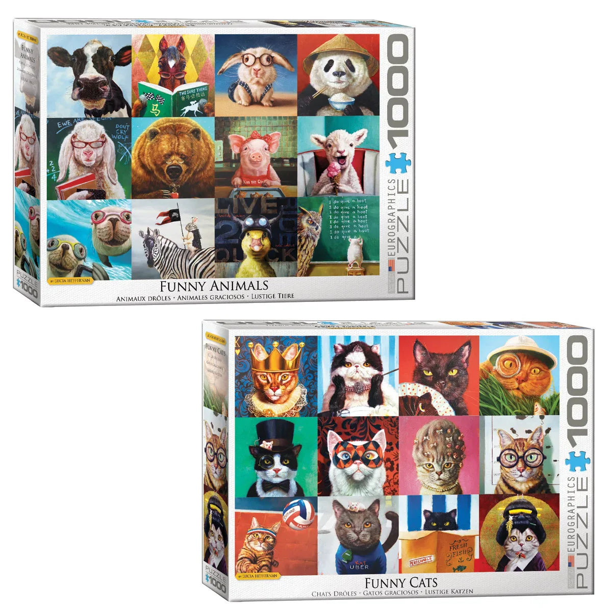 Eurographics 2-pack Puzzle Set- Funny Dogs and Funny Cats 1,000-pieces