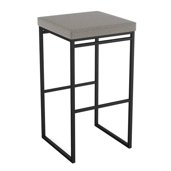 Amisco Easy Modern Counter Stool, Silver Seat and Black Base