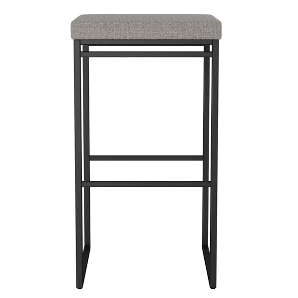 Amisco Easy Modern Counter Stool, Silver Seat and Black Base