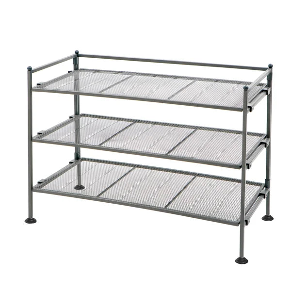Seville Classics 3-Tier Stackable Sturdy Steel Mesh Utility Shoe Rack