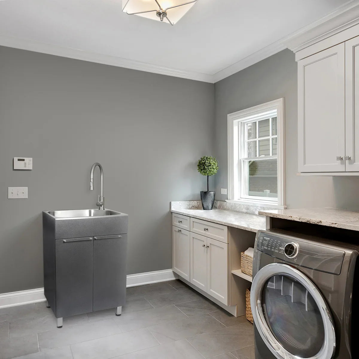 Transform Silver 22 in. All in One Utility Sink with Cabinet and Faucet