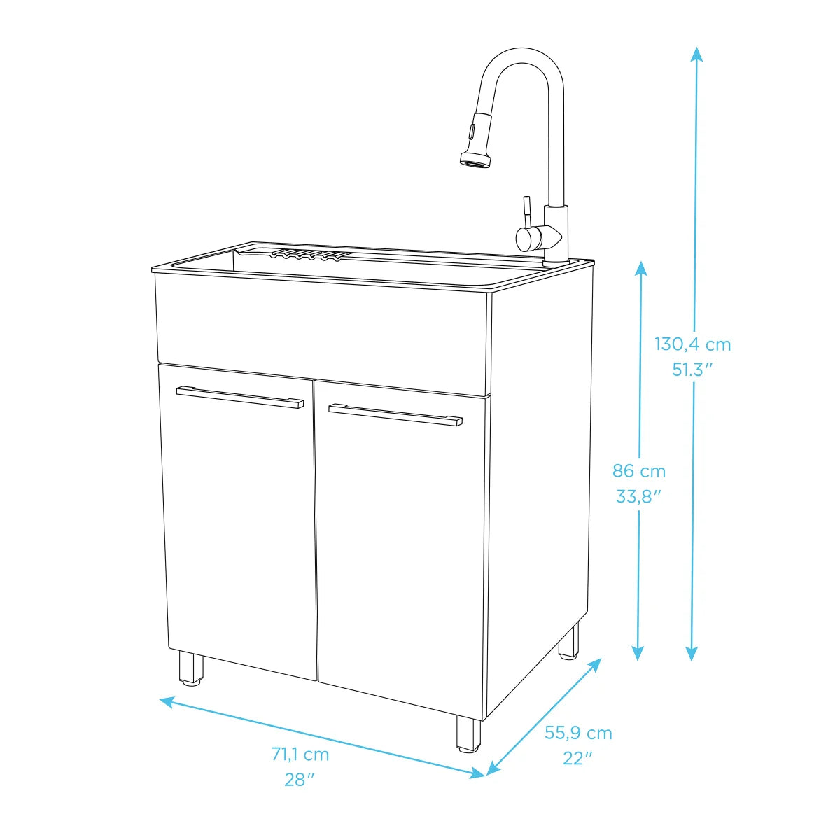 Transform 28 in. All in One Utility Sink with Cabinet and Stainless Steel Faucet