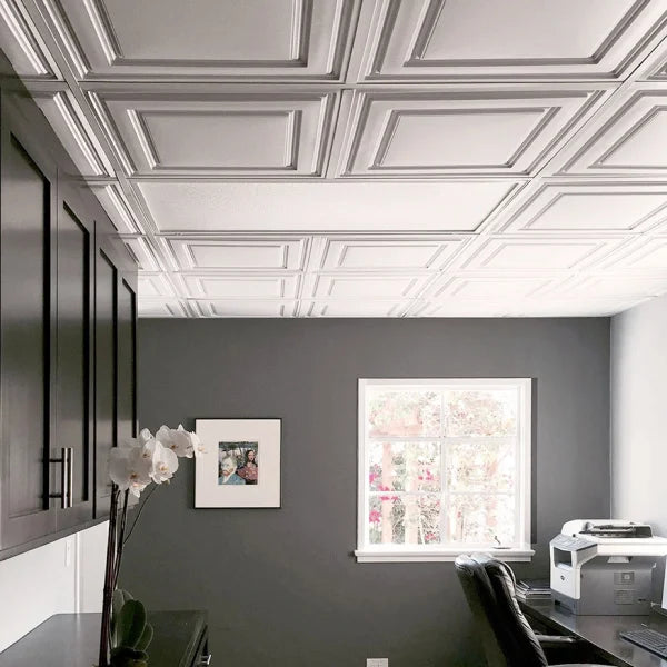 Ceilume Stratford White 2ft x 2ft Suspended Ceiling Tiles