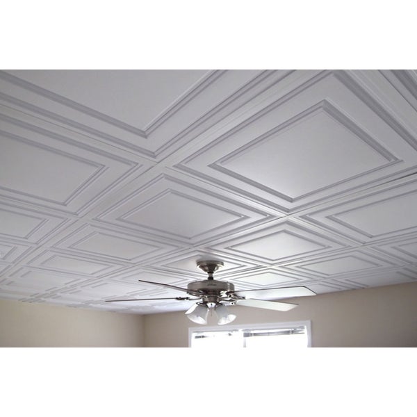 Ceilume Stratford White 2ft x 2ft Suspended Ceiling Tiles