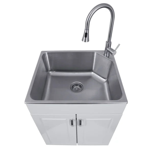 Transform 24.1 in. All-in-one RTA Laundry Cabinet with Stainless Steel Sink and Faucet