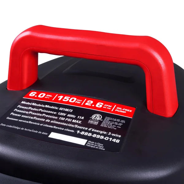 Ecomax 6Gal Pancake Air Compressor